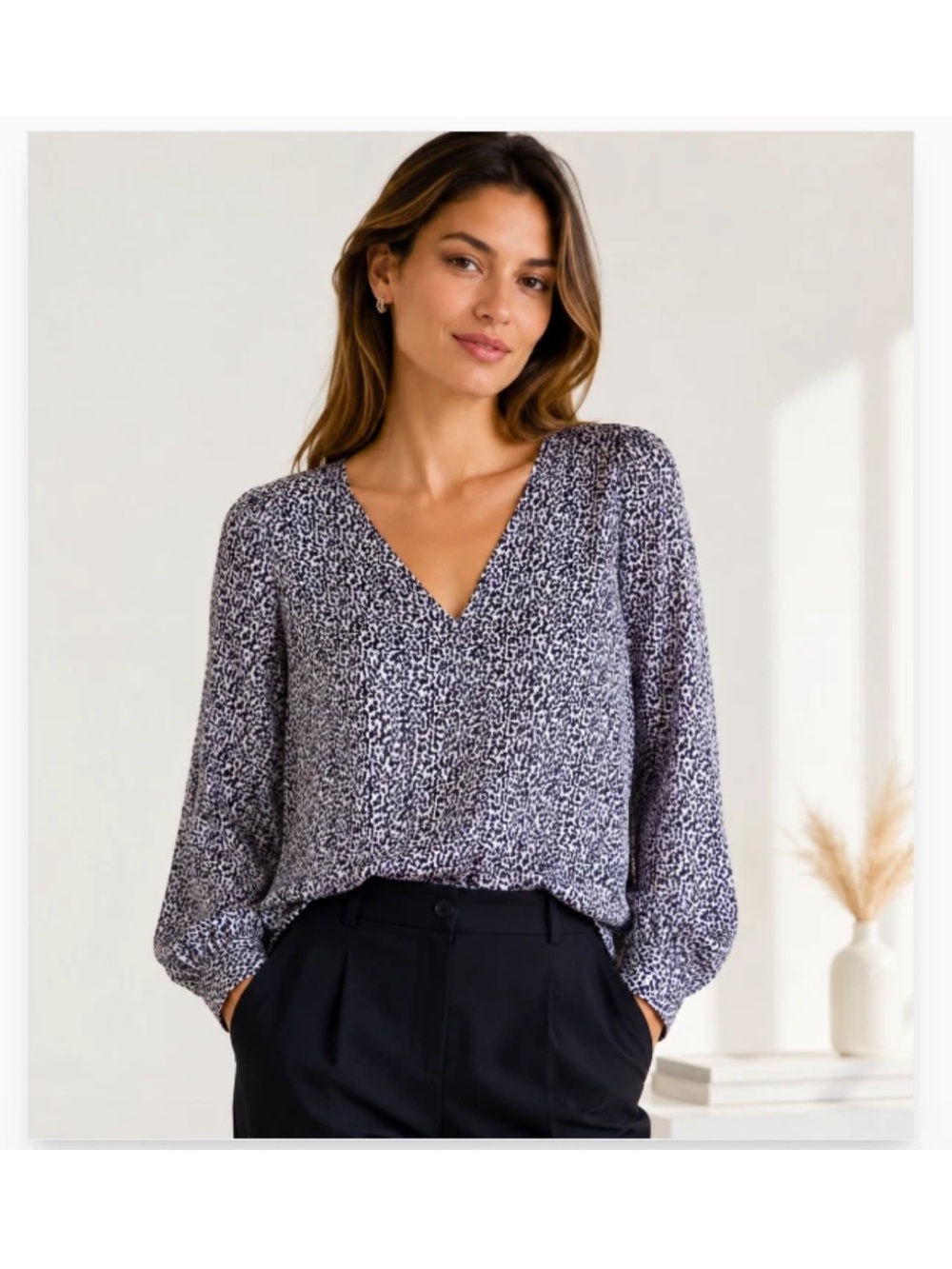 BOSS Lilac & White Leopard Print Blouse